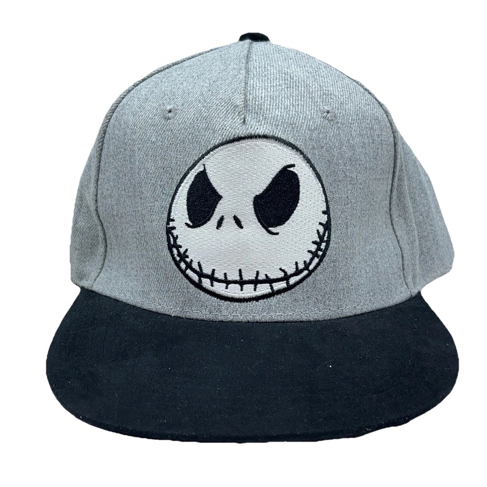 Disney Hat Cap Snap Back Gray Black Nightmare‎ Before Christmas Jack Skeleton